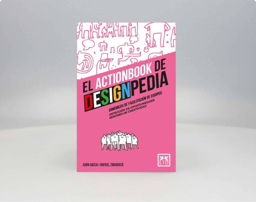 Fotografía centrada de la portada del libro El Actionbook de Designpedia